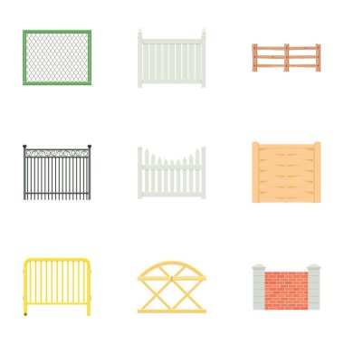 Dekoratif çit Icons set, karikatür tarzı