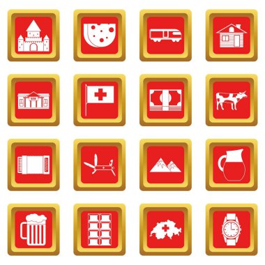 Kırmızı İsviçre Icons set
