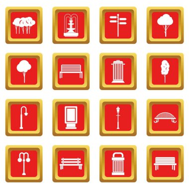 Kırmızı Park Icons set