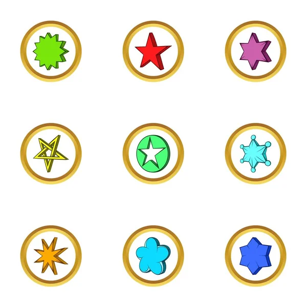 Geometrische ster iconen set, cartoon stijl — Stockvector
