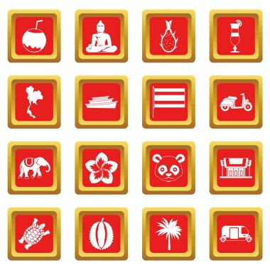 Kırmızı Kosta Rika Icons set