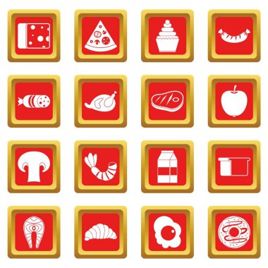 Kırmızı gıda Icons set