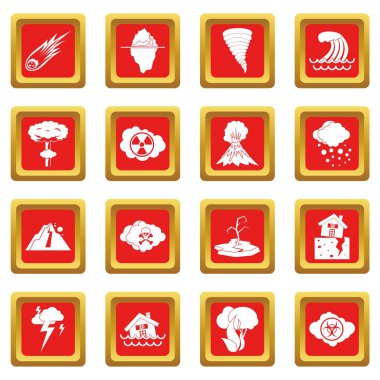 Kırmızı doğal afet Icons set