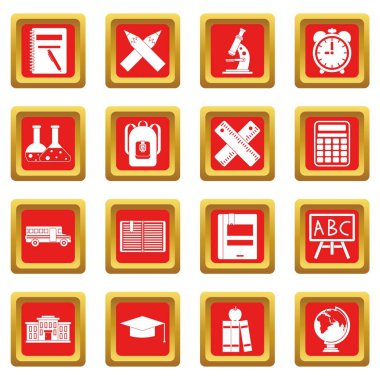 Kırmızı okul Icons set