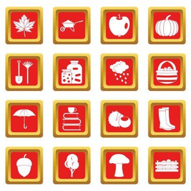 Kırmızı sonbahar Icons set