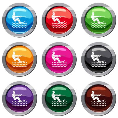 Su kayağı adam 9 koleksiyonu ayarla