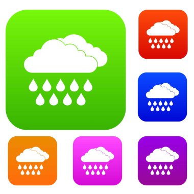 Bulut ve yağmur koleksiyonu ayarla