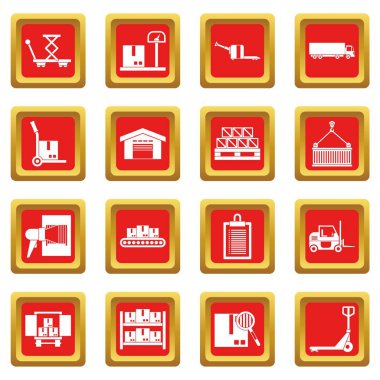 Kırmızı lojistik Icons set