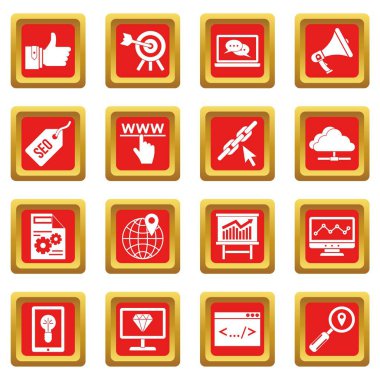 Kırmızı SEO Icons set