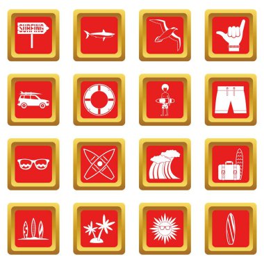 Kırmızı sörf Icons set