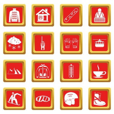 Kırmızı snowboard Icons set