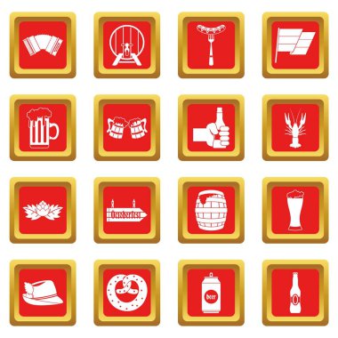 Kırmızı Oktoberfest Icons set