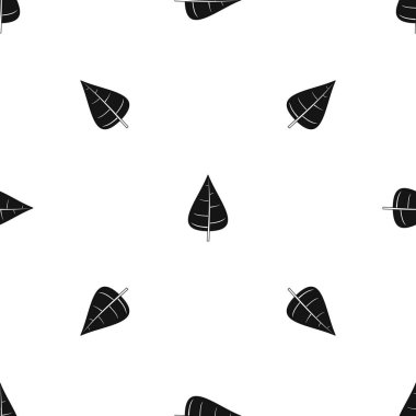 Kavak yaprağı deseni sorunsuz siyah