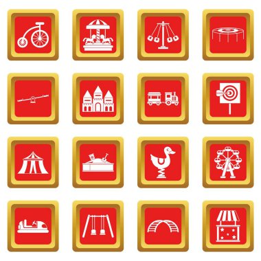 Kırmızı eğlence parkı Icons set