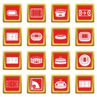 Kırmızı spor Stadyumu Icons set