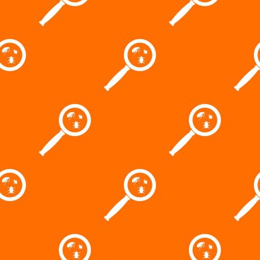 Büyüteç'i ve böcekler desen sorunsuz herhangi bir tasarım için turuncu renkte yineleyin. Vektör geometrik çizim