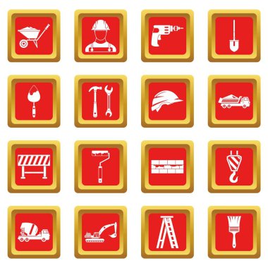 Kırmızı inşaat Icons set