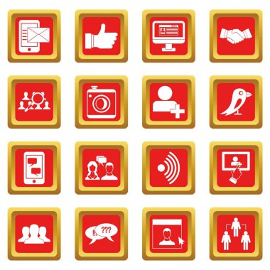 Kırmızı sosyal ağ Icons set