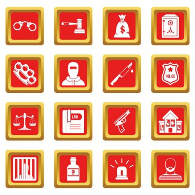 Kırmızı suç ve ceza Icons set
