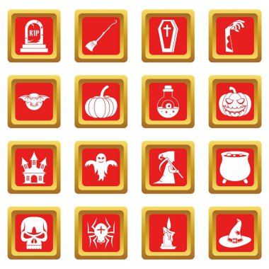 Kırmızı Cadılar Bayramı Icons set