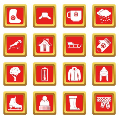 Kırmızı kış Icons set