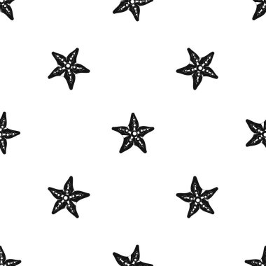 Deniz yıldızı desen sorunsuz siyah