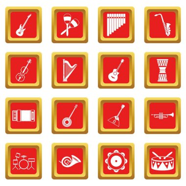 Kırmızı müzik aletleri Icons set