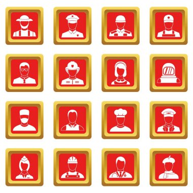 Kırmızı meslekler Icons set