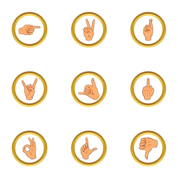 Mano gesto para iconos de comunicación conjunto — Vector de stock