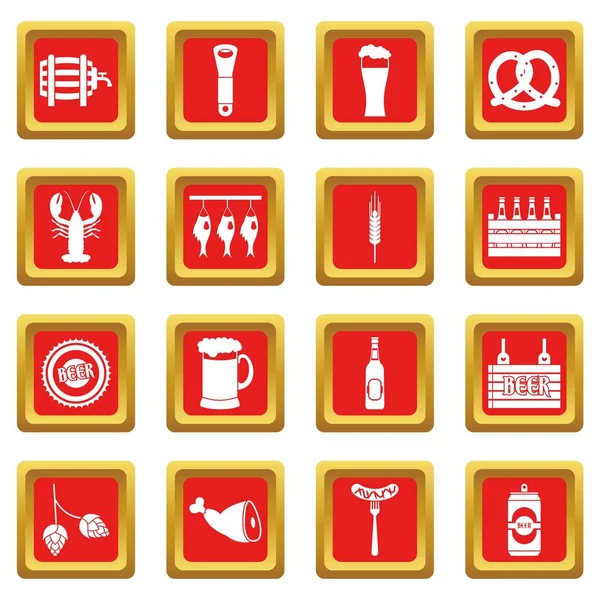 Bier pictogrammen instellen rood — Stockvector