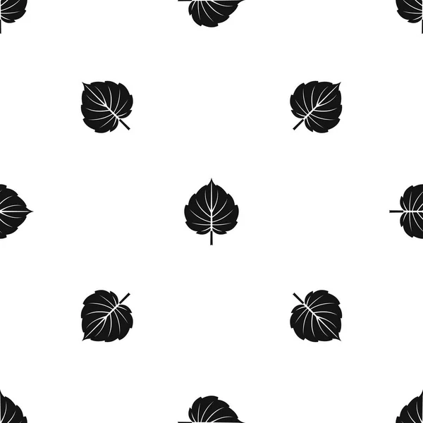 Alder leaf pattern seamless black — Stock Vector