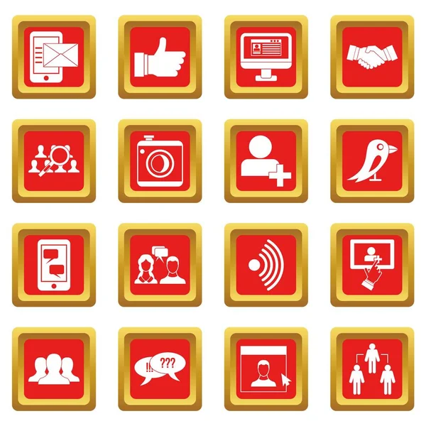 Social network icons set red — Stock Vector