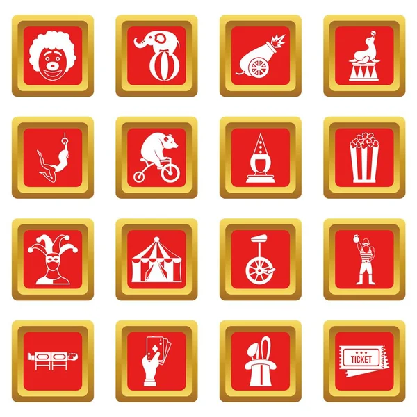 Circo iconos de entretenimiento conjunto rojo — Vector de stock