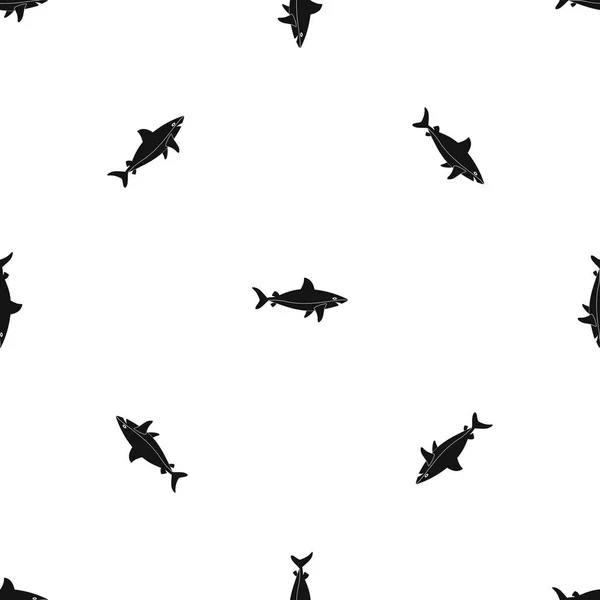 Köpek balığı balık model sorunsuz siyah — Stok Vektör