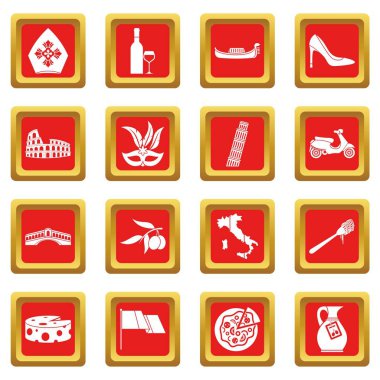 Kırmızı Italia Icons set