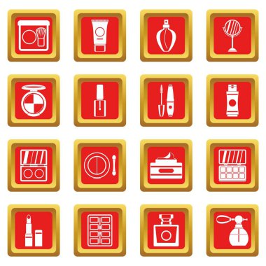 Kırmızı kozmetik Icons set