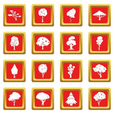 Kırmızı ağaçlar Icons set