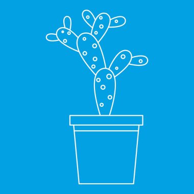 Opuntia microdasys simgesi mavi anahat tarzı vektör illüstrasyon izole. İnce çizgi işareti