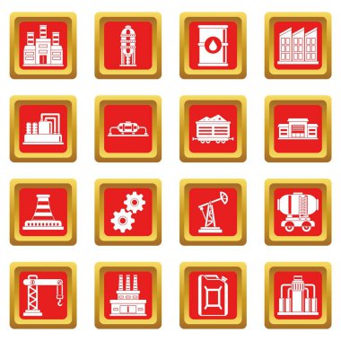 Kırmızı sanayi Icons set
