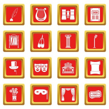 Kırmızı tiyatro Icons set