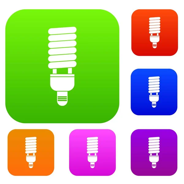 Fluorescent bulb set collection — Stock Vector