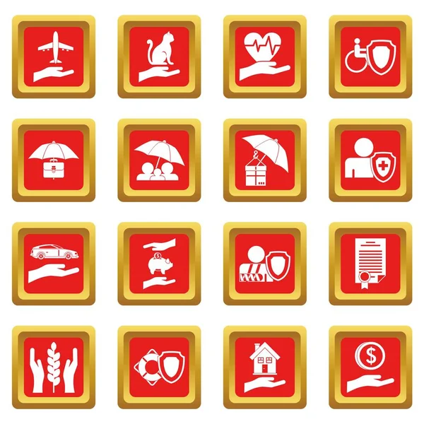 Kırmızı sigorta Icons set — Stok Vektör