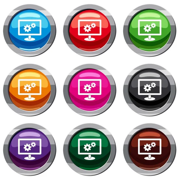 Monitor settings set 9 collection — Stock Vector