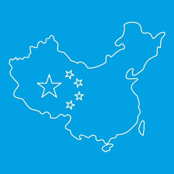 Χάρτης της Κίνας με εικονίδιο σημαίας, στυλ διάρθρωσης — Διανυσματικό Αρχείο
