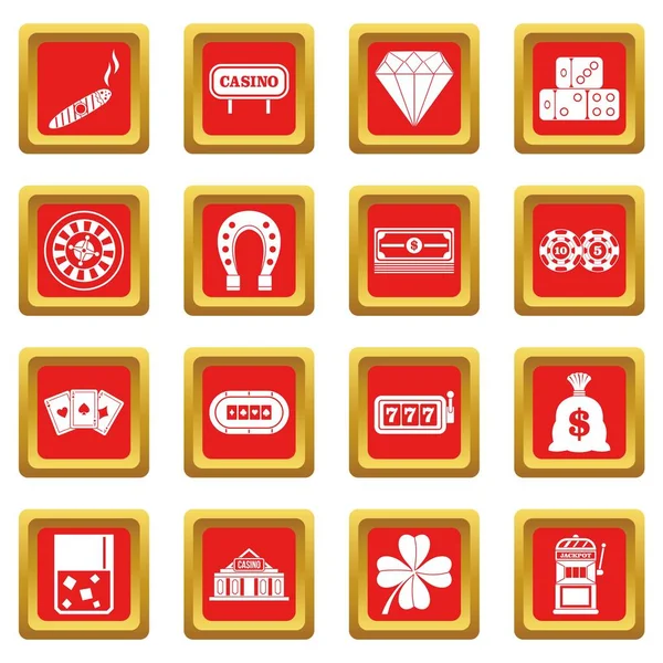 Conjunto de iconos de Casino rojo — Vector de stock