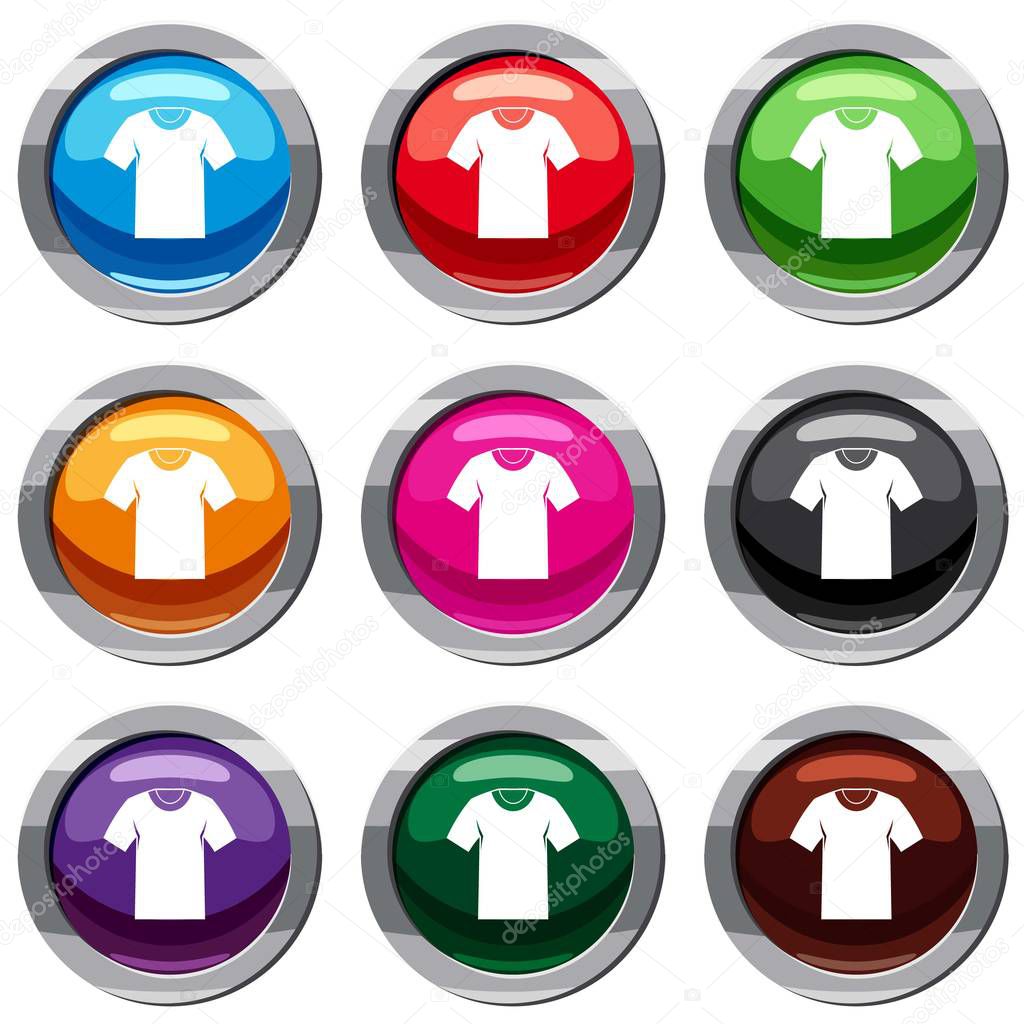 Tshirt set icon isolated on white. 9 icon collection vector illustration