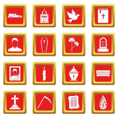 Kırmızı cenaze Icons set
