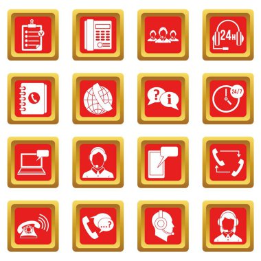 Çağrı merkezi simgeleri simgeleri kırmızı ayarla