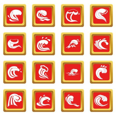 Kırmızı deniz dalgaları Icons set