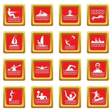 Kırmızı su spor Icons set